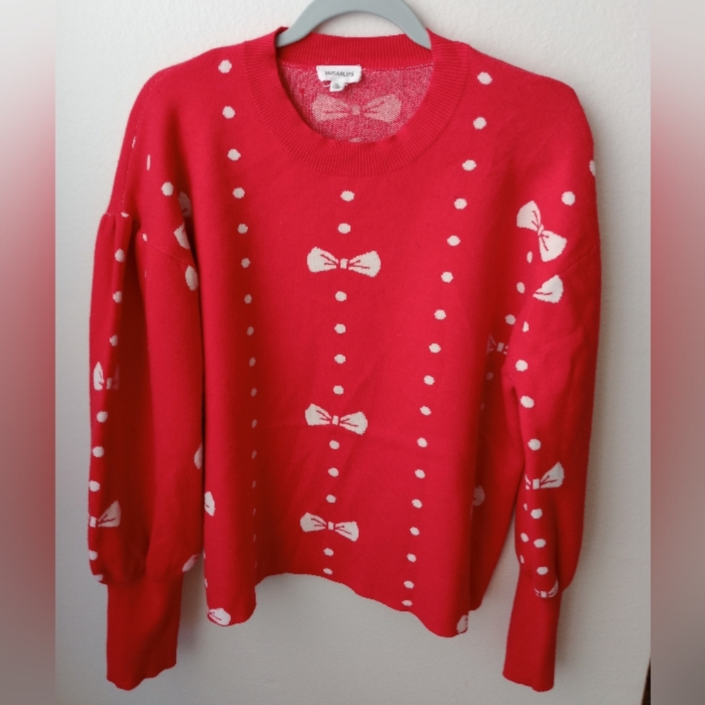 Sugarlips red and white sweater xl